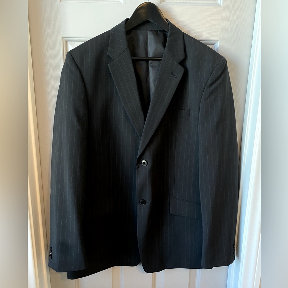 MEXX Black Pinstripe Suit Jacket Blazer SZ 52 XL